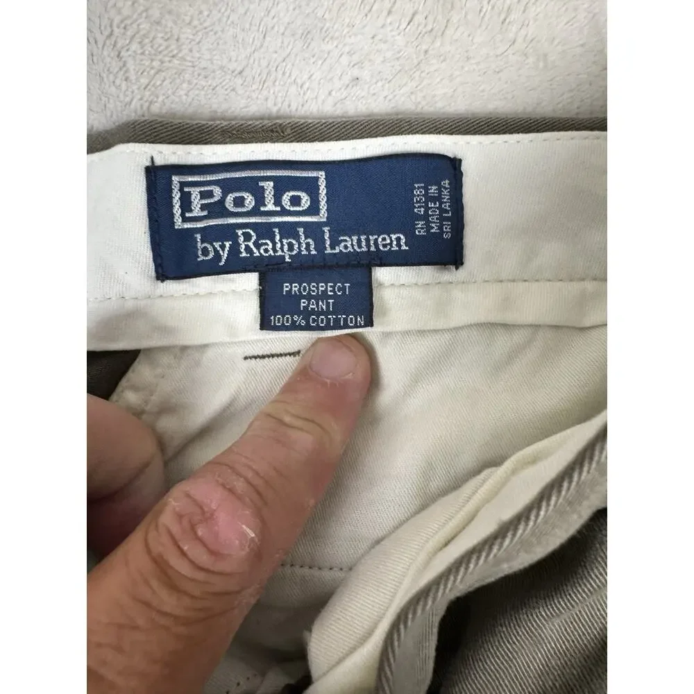 Polo Ralph Lauren Prospect Pants Mens Olive Khaki 100% Cotton Chino 38/30